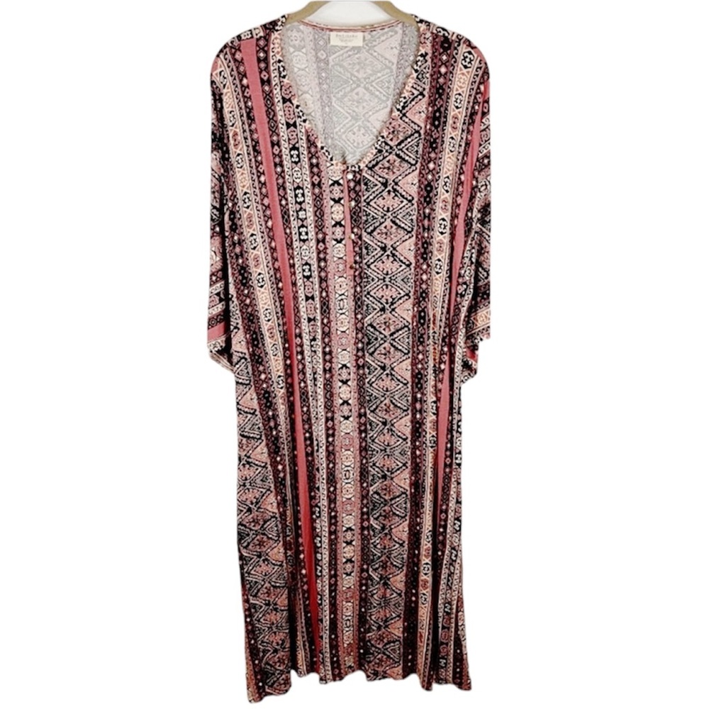 Dwell + Slumber Mauve Tribal Caftan Cozy House Dress Size M/L